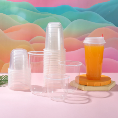 Disposable Transparent PP Plastic Cups with Lid Juice Cup